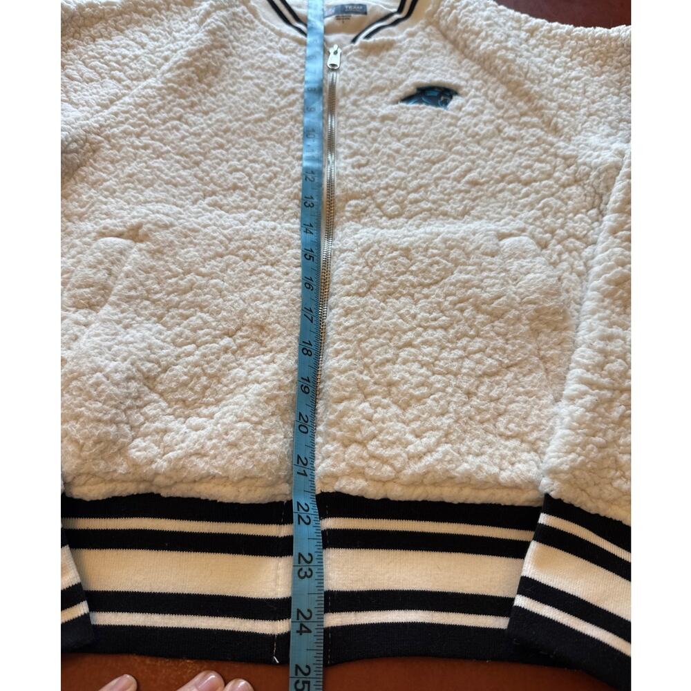 Carolina Panthers New Era Sherpa Bomber Jacket Cream Womens Small - Picture 5 of 8